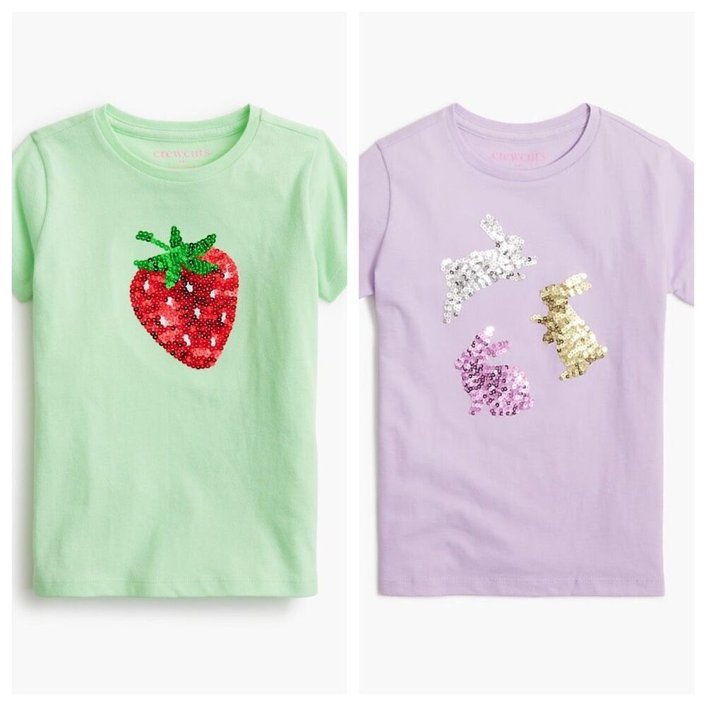 NEW Bundle 2 J.Crew Girls Crewcuts Sequin Spring Tees Size XS‎ 4/5